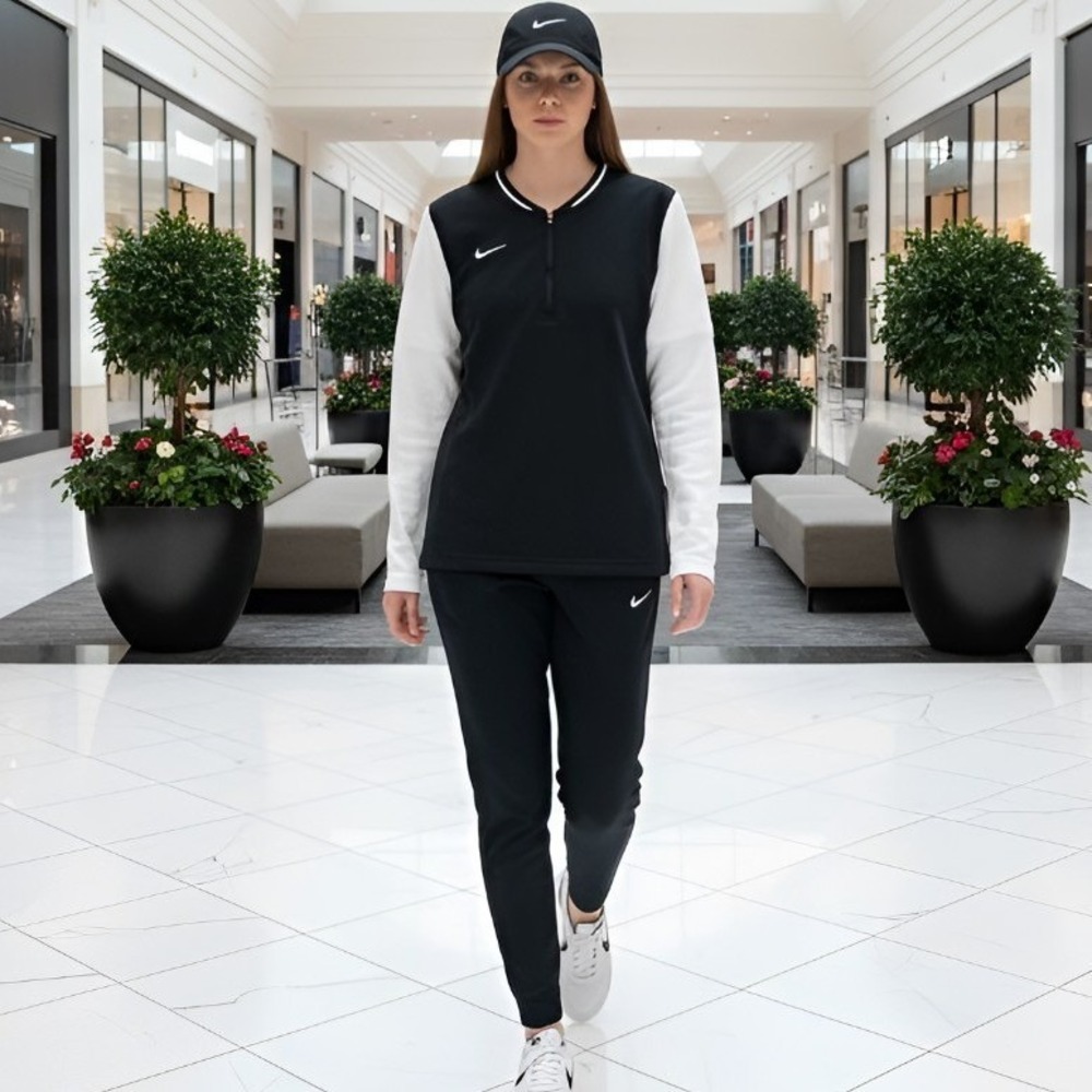 Nike Women's Dri-FIT 1/4 Zip Pullover Black Top‎ Large Long Sleeve FJ9572-010